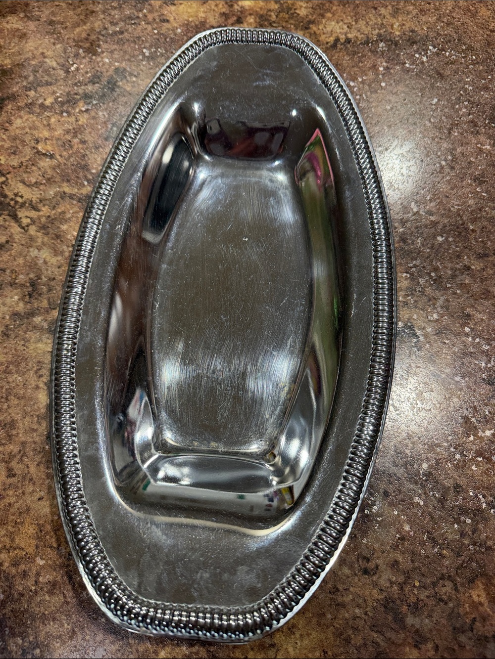 Classic Oval Silver Plated Serving Platter with Beaded Edge